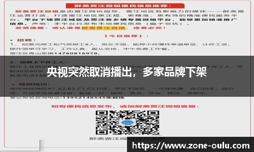 央视突然取消播出，多家品牌下架